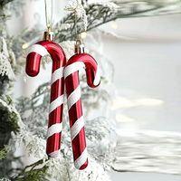 VIP YÜKSEK KALİTE 6 ADET BASTON SÜS 13 CM PARLAK SİMLİ KIRMIZI YILBAŞI AĞACI SÜSÜ NOEL AĞACI SÜSLERİ