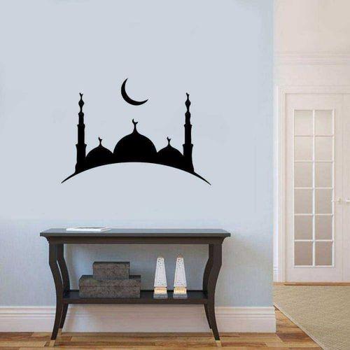 Camii Ve Minareleri Silüeti Dini Dekoratif Duvar Sticker, Çıkartma, Etiket