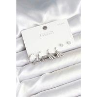 Pirinç Gümüş Renk Zirkon Taşlı 925 Gümüş Çivili Kadın Küpe Seti