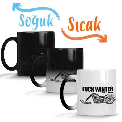 Fuuck Winter Always Motorcycle Sihirli Kupa Bardak Porselen