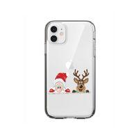Noel Baba Ve Geyik Tasarımlı iPhone 11 Şeffaf Telefon Kılıfı