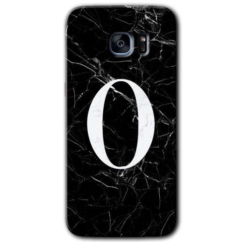 Potkal Hediye Fabrikası Samsung Galaxy S7 Edge HD Baskılı Kılıf + 9D Tam Ekran Koruyucu - Siyah Mermer Desenli O Harf