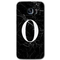 Potkal Hediye Fabrikası Samsung Galaxy S7 Edge HD Baskılı Kılıf + 9D Tam Ekran Koruyucu - Siyah Mermer Desenli O Harf