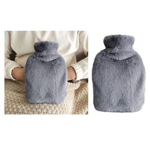 Sıcak Su Torbası Yan Cepli Gri  Peluş Termofor 27X17X2Cm  1 Litre