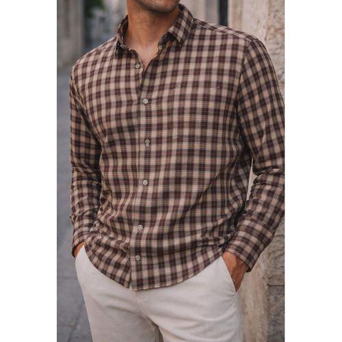 Jacob Kareli %100 Pamuklu Relaxed Fit Casual Giyim Ekose Erkek Gömlek - Kahve