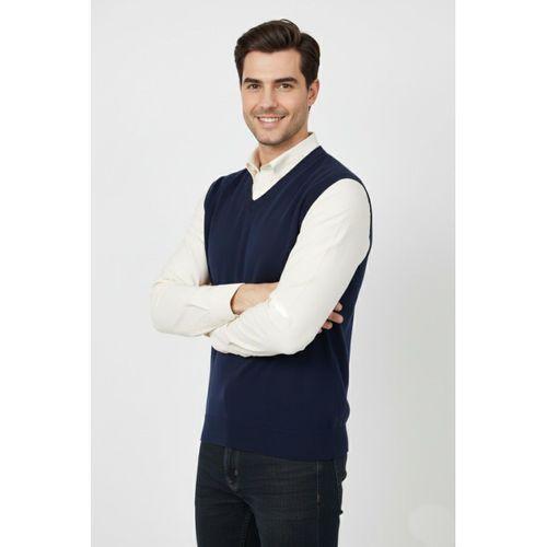 Erkek V Yaka Süveter  Çelik Örgü Regular Kalıp BGL-ST04839