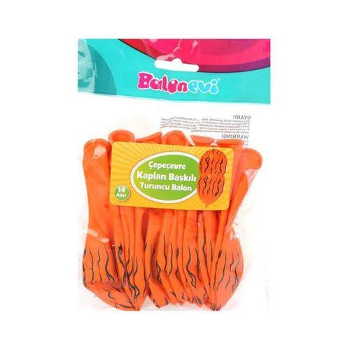 THY8082 ÇEPEÇEVRE KAPLAN BASKILI TURUNCU 12 inç BALON 8Lİ