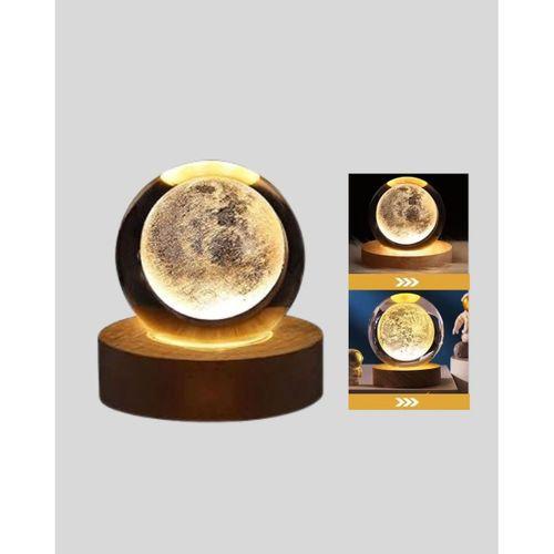 Ay Temalı Kristal Küre Gece Lambası Led Aydınlatmalı Premium Dekor