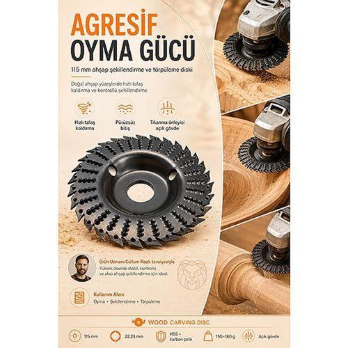 115mm Ahşap Oyma ve Şekillendirme Diski Spiral Uyumlu Taşlama Törpüsü 723512