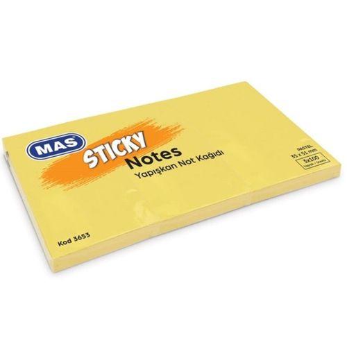 Mas Postit 35X51 Yapışkanlı Not Kağıdı 100 Sayfa 3 Lü Pastel Sarı - 2 adet