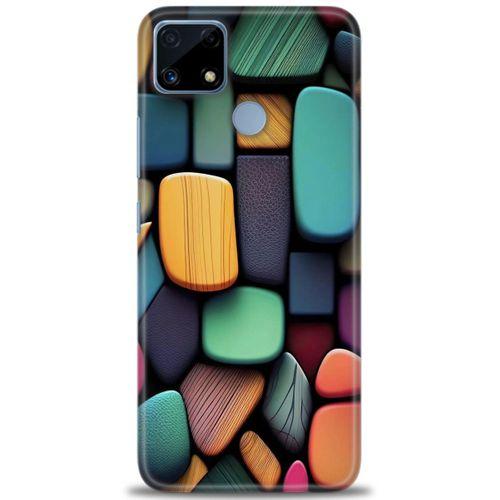 Realme C25 Kılıf HD Baskılı Kılıf - Renkli Taşlar + Tam Ekran Koruyucu