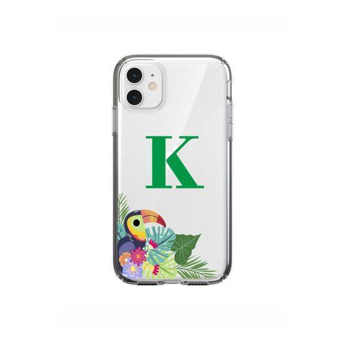 Yeşil Papağan K Harfli iPhone 11 Şeffaf Kılıf