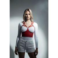 Göğüs Detaylı Deri Kırmız Harness Büstiyer, Şık Deri Korse - Brf872