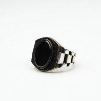 Kordon Desenli Opsidyen Taşlı Gümüş Model Erkek Yüzük