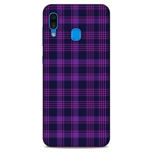 Samsung Galaxy A30 Uyumlu Kılıf Mor Delisi (10) Full Koruma Kılıfı Ekose
