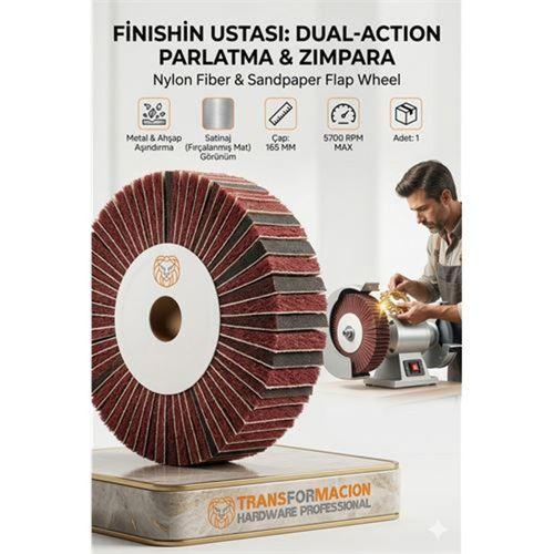 Kırmızı Kombi Mop Zımparalı Skoç Elyaf Mop - 5700 RPM 165 MM Metal ve Paslanmaz Parlatma Diski 723108