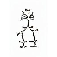 Siyah Harness Takım Deri Halka Detaylı Vücut Seti - Brf1267