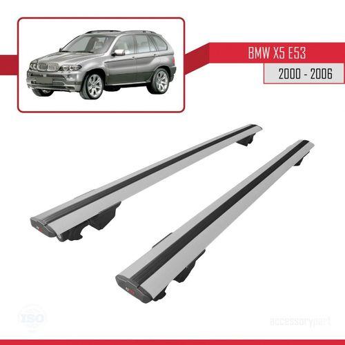 BMW X5 (E53) 2000-2006 Arası ile uyumlu HOOK Model Anahtar Kilitli Ara Atkı Tavan Barı GRİ