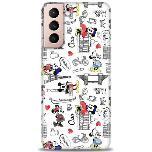 Samsung Galaxy S21 FE Kılıf HD Baskılı Kılıf - Mickey Şehirde + Tam Ekran Koruyucu