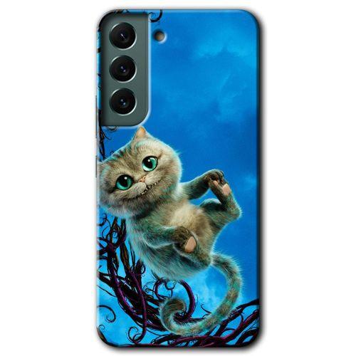 MRCİLETİSİM Samsung Galaxy S22 Plus Kılıf HD Desen Baskılı Arka Kapak + Temperli Cam - Çılgın Kedi