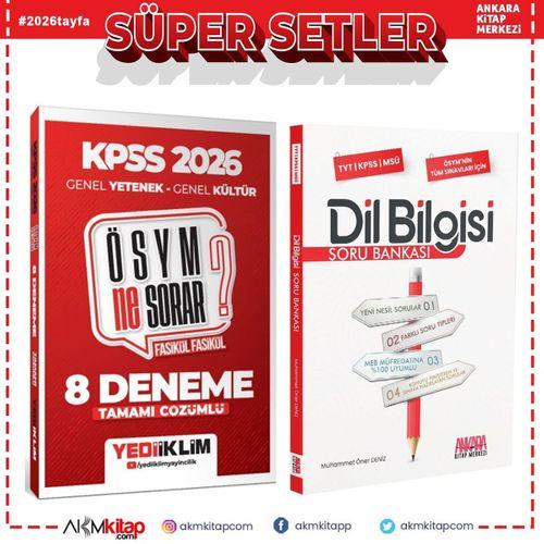 Yediiklim 2026 KPSS ÖSYM NE SORAR GY GK Tamamı Çözümlü Fasikül 8 Deneme ve AKM Dil Bilgisi Soru Bankası Seti 2 Kitap