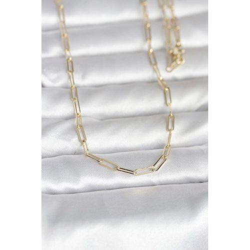 CM 14K Gold Renk Ataç Zincirli Model 60 cm Kadın Kolye