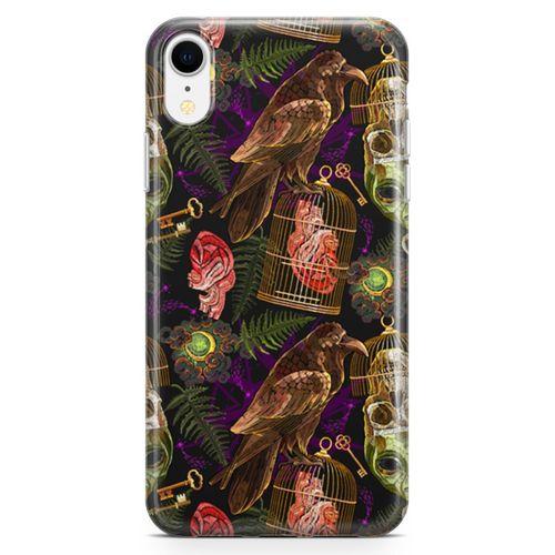 Apple iPhone XR Kılıf Tarot Gotik Kuzgun Arka Kapak Koruma Desenli Full Koruyucu