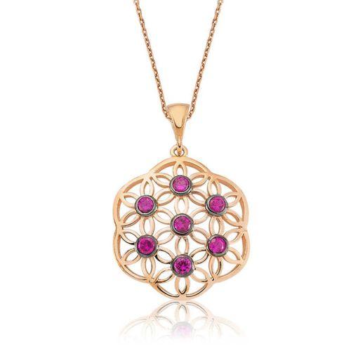 Lucky Life 925 Ayar Gumuss  Pembe Yaşam Çiçeği Bayan Kolye