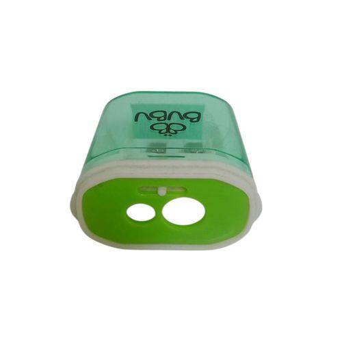 BU-BU ÇİFT DELİKLİ KİLİTLİ ŞEFFAF DİGDÖRTGEN KALEMTRAŞ ( Yeşil )