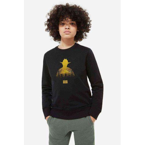 The Walking Dead Baskılı Unisex Çocuk Siyah Sweatshirt
