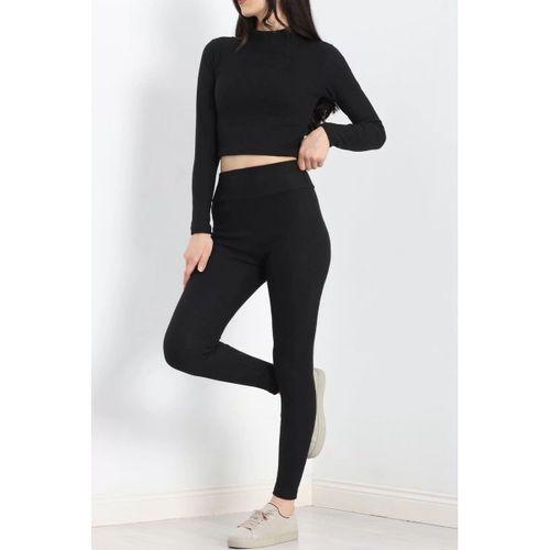 pilelistore Raporlu Crop İkili Takım Siyah