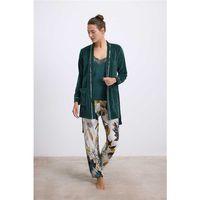 Kadın Kadife Sabahlık, Dantelli Atlet Ve Desenli Pantolon Pijama Takım