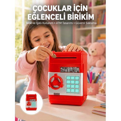 Kırmızı Atm Kasa Tipi Para Biriktirme Kumbarası