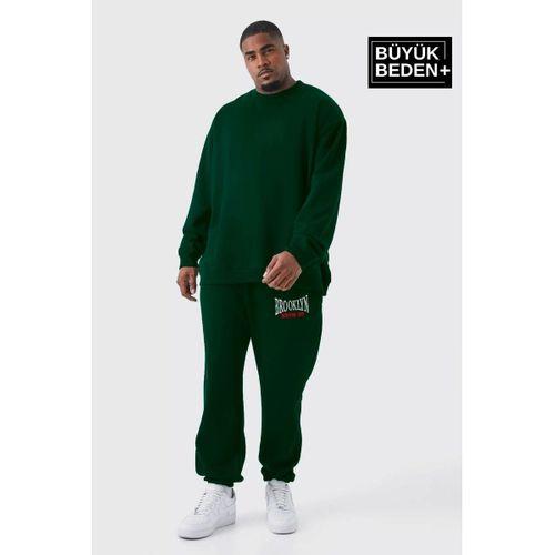 Erkek Büyük Beden Paça Lastikli Buyuk Brooklyn Baskılı İnce Eşofman Altı  SPR24BEA49