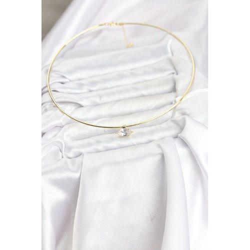 Pirinç Gold Renk Choker Model Zirkon Taşlı Kadın Kolye