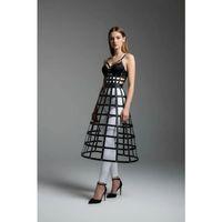 Siyah Kadın Etek Suni Deri Etek Kafes Yapılı Midi Boy Deri Etek - Brf1013