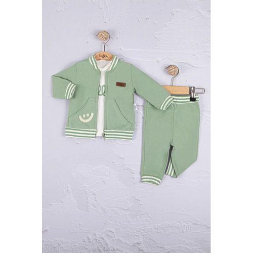 Hello Nakışlı % 100 Pamuk 3'lü Erkek Bebek Takımı