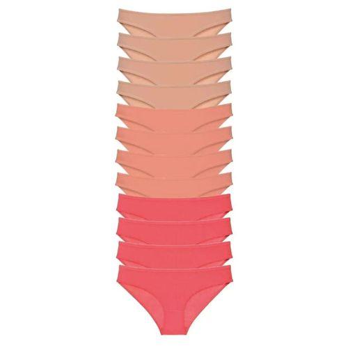 12 Adet Süper Eko Set Likralı Kadın Slip Külot Ten Pudra Fuşya