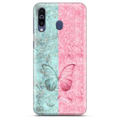 Alcatel 1S Kılıf Kelebek Etkisi (30) Silicone Case Turkuaz Pembe