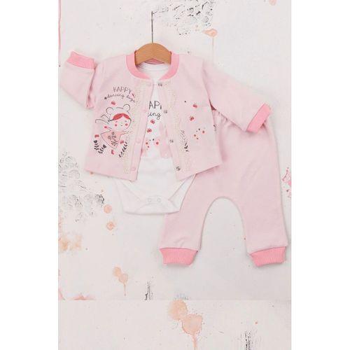 Happy Dancing Desenli 3'lü Hırkalı Kız Bebek Takım