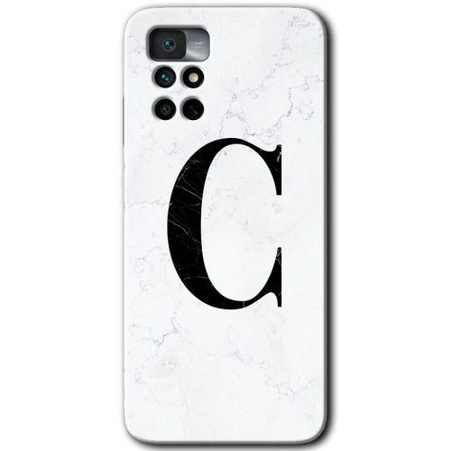 Potkal Hediye Fabrikası Xiaomi Redmi Note 11 4G Kılıf HD Desen Baskılı Arka Kapak - Beyaz Mermer Desenli C Harfi