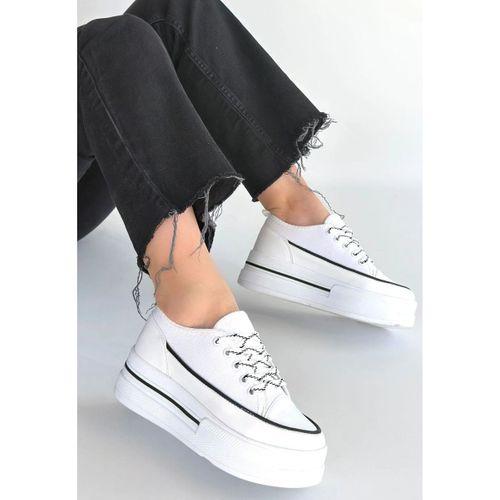 Dalen Beyaz Keten Bağcıklı Spor Ayakkabı