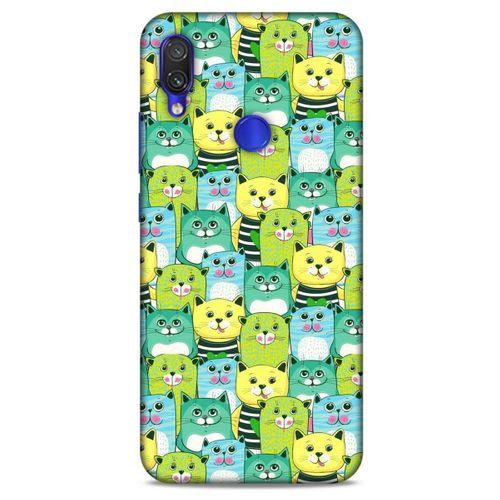 Lopard Xiaomi Redmi Note 7 Uyumlu Kılıf Kediler (37) Silicone Cover Mavi Sarı