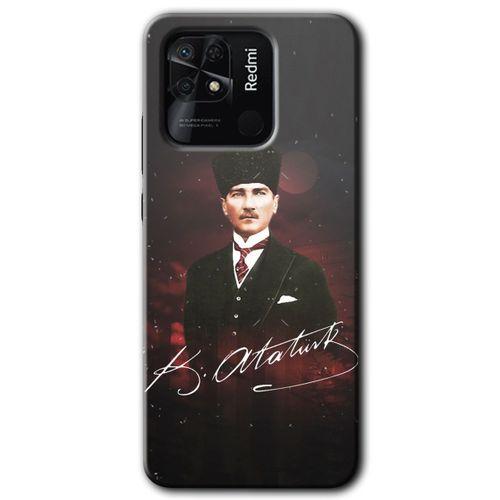 Redmi 10C Kılıf HD Desen Baskılı Arka Kapak - Kemal Atatürk + Kırılmaz Cam