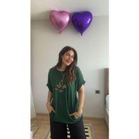 Kadın Kısa Kollu Bisiklet Yaka Cepli Kelebek Baskılı Viskon Elbise