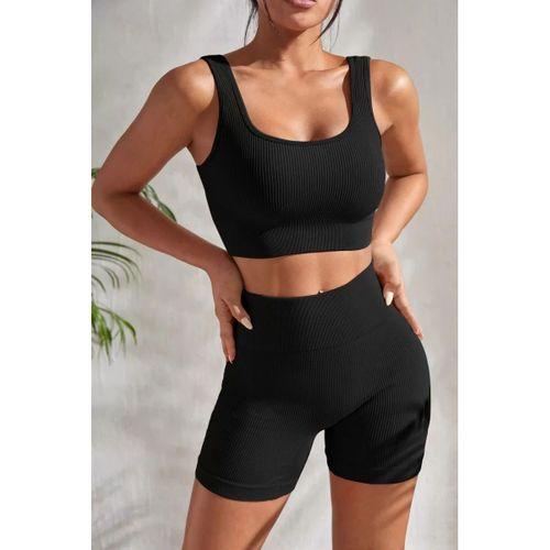 Kadın Siyah Kalın Askılı Yüksek Bel Şortlu Gecelik Takımı