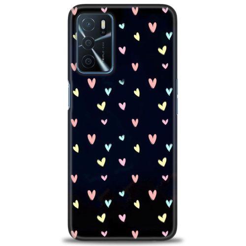 Oppo A16 Kılıf HD Baskılı Kılıf - Mini Mini Kalpler + Tam Ekran Koruyucu