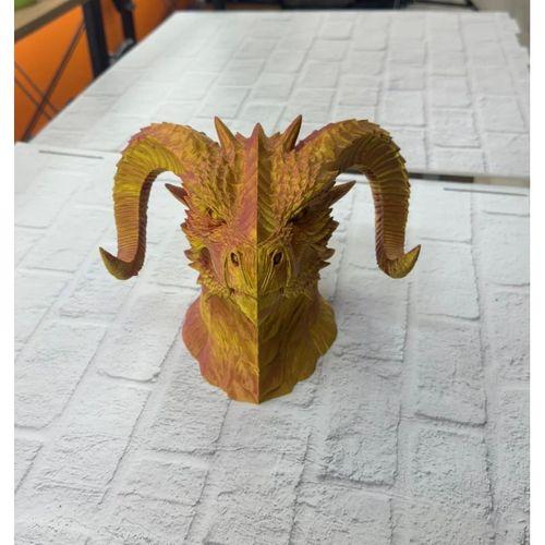 Asil Tasarım Gold–red Ejderha Heykeli Hediyelik Fantastik Dekor