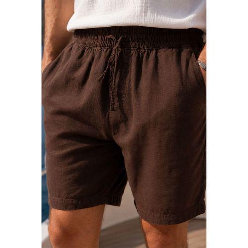 Mann Relax Fit %100 Pamuk Meridian Kumaş Basic Erkek Şort - Kahve