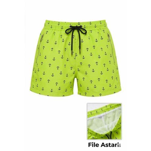 Deniz Şortu Fermuarlı Cepli File Astarlı Hızlı Kuruyan Premium - Neon Yeşili